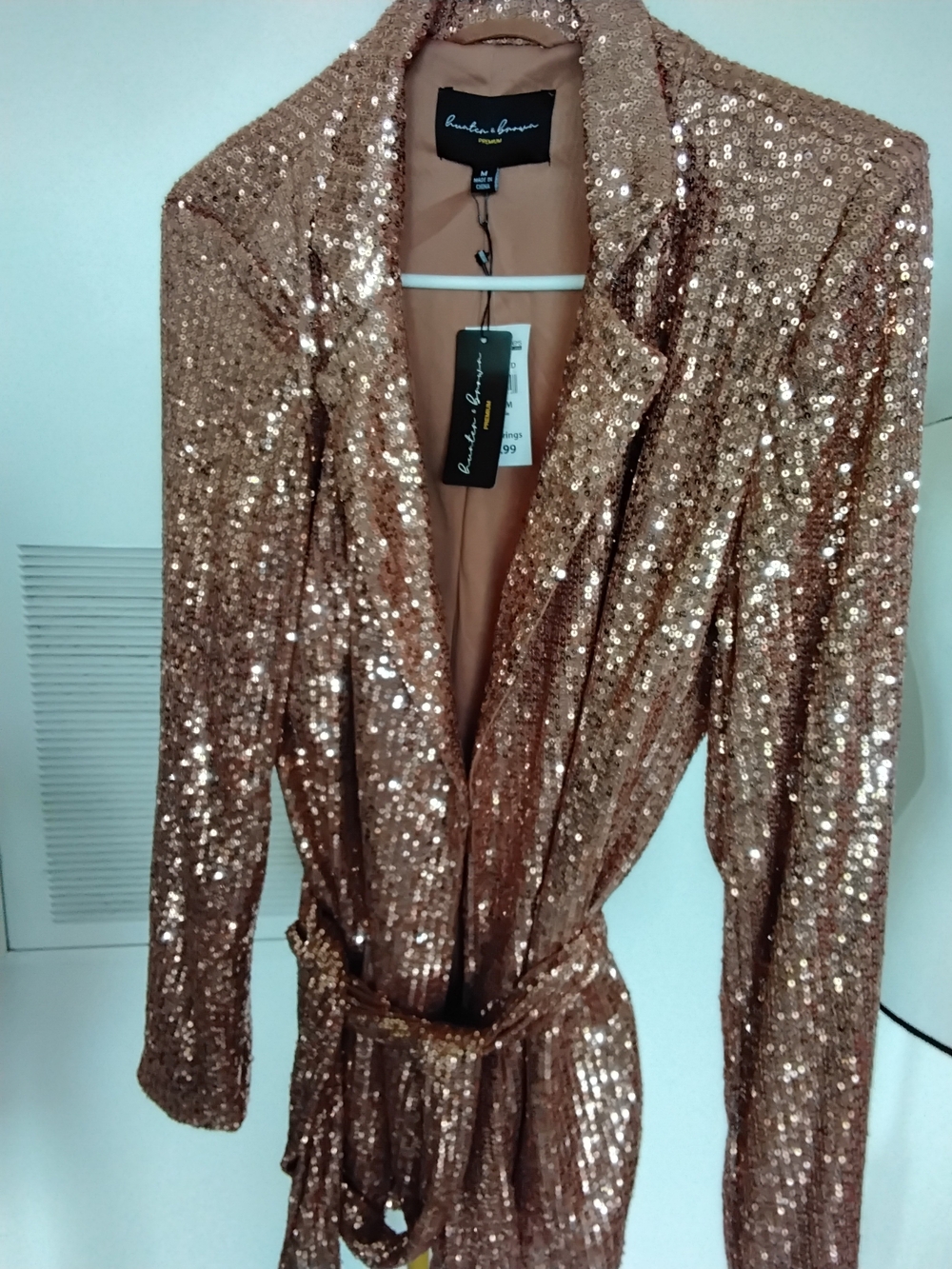 Sequin Tie-Waist Blazer Jacket in Copper - Picture 5 of 5